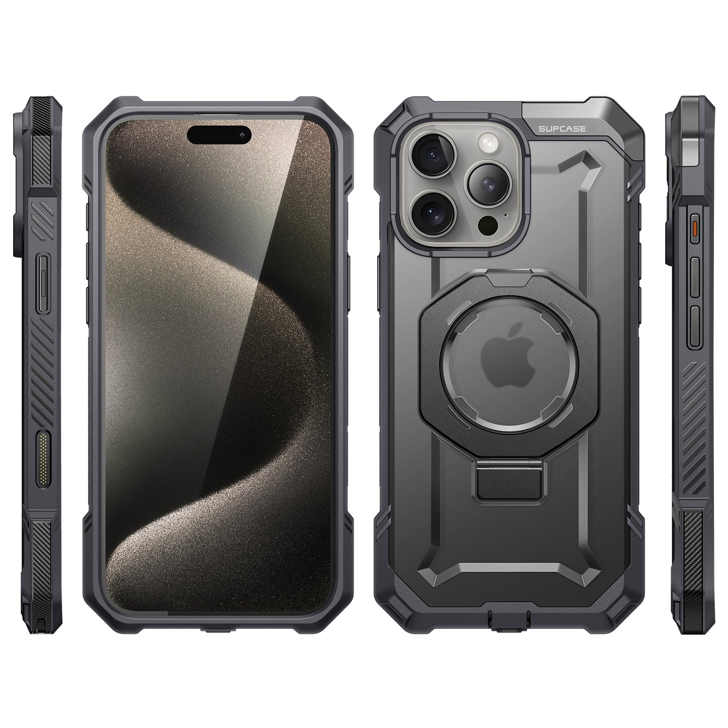 SUPCASE UB Grip iPhone 16 Pro Max 軍規防摔殼，附帶磁吸支架和相機按鍵-灰色