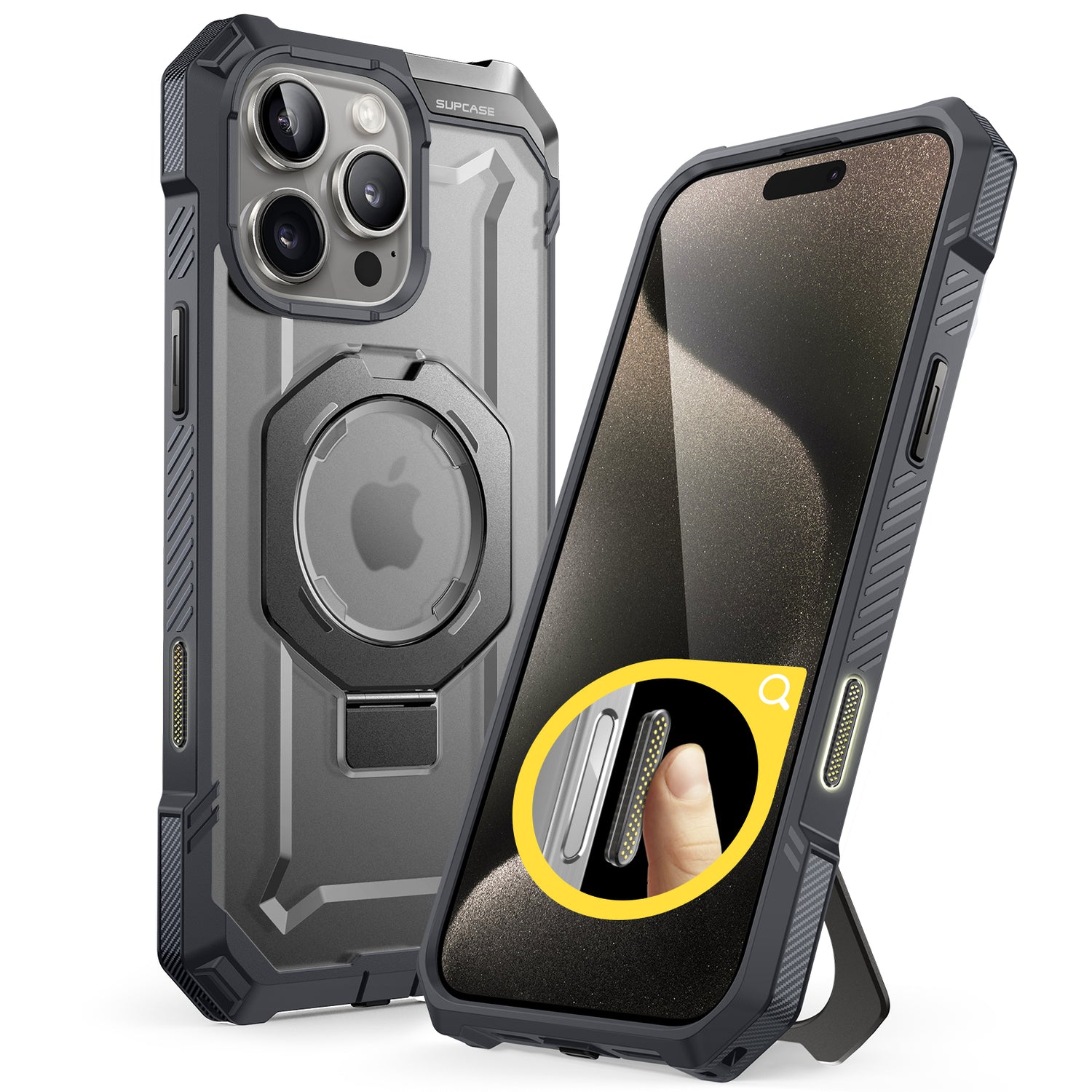 SUPCASE UB Grip iPhone 16 Pro Max 軍規防摔殼，附帶磁吸支架和相機按鍵-灰色