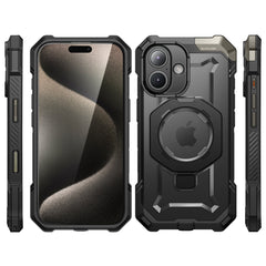 SUPCASE UB Grip iPhone 16 Plus 軍規防摔殼，附帶磁吸支架和相機按鍵-黑色