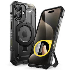 SUPCASE UB Grip iPhone 16 Plus 軍規防摔殼，附帶磁吸支架和相機按鍵-黑色