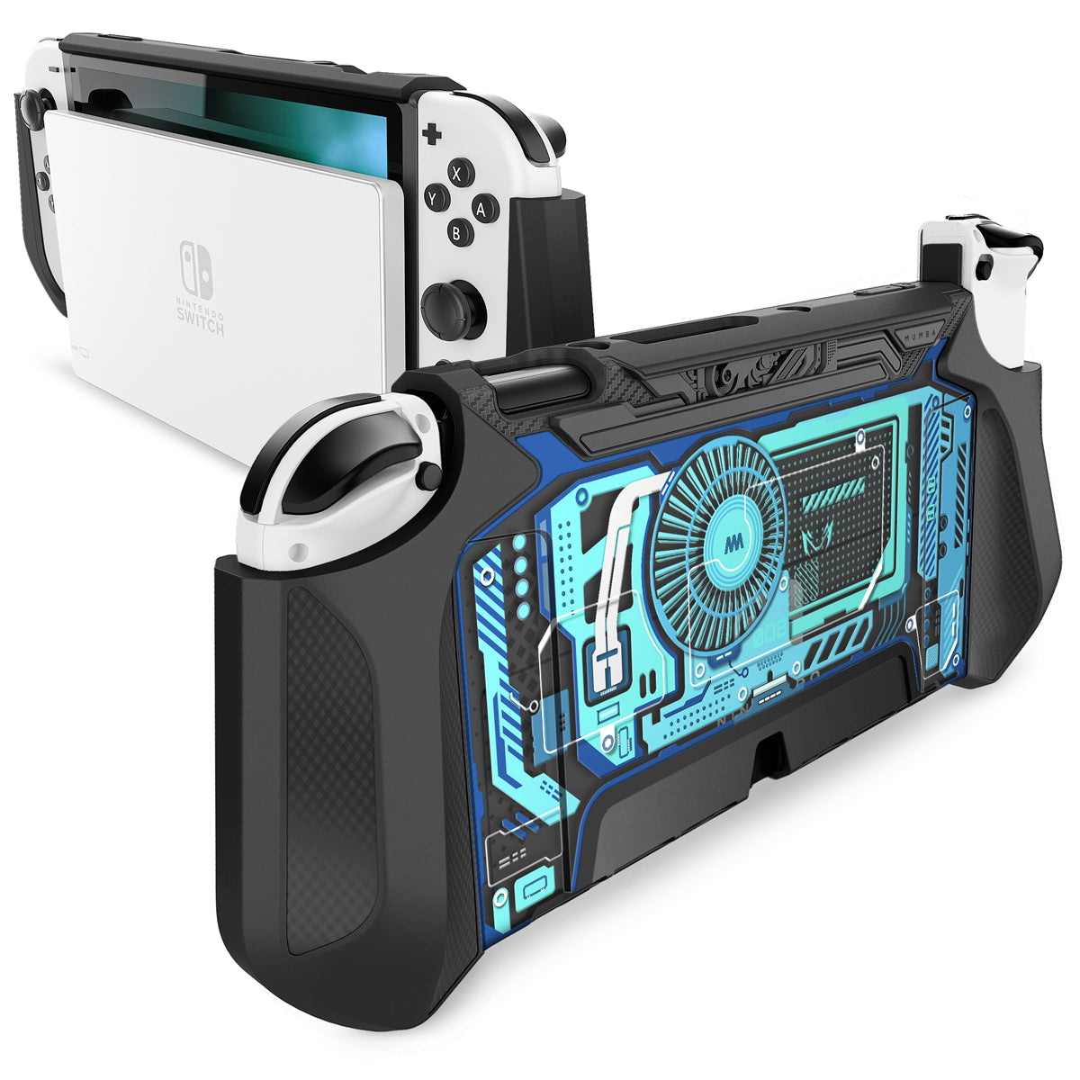 【MUMBA】Blade 系列 Nintendo Switch OLED 手把保護套,充電座兼容,全方位保護,人體工學設計,提升遊戲體驗。海洋藍色。