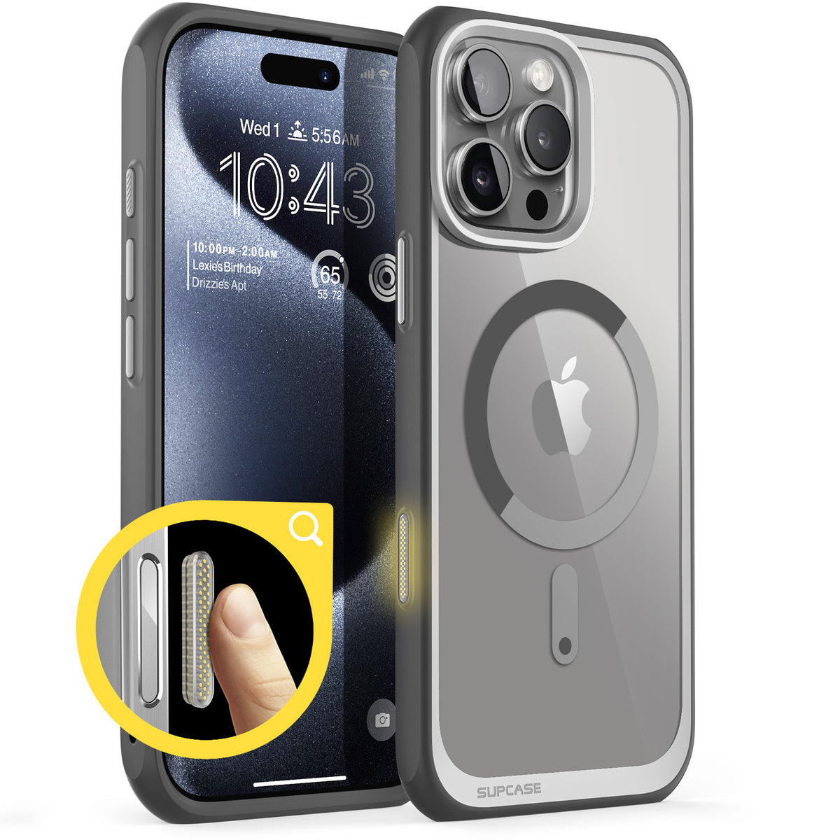 SUPCASE UB Mag 透色磁吸防摔殼 iPhone 16 Pro Max｜相機按鍵－灰色