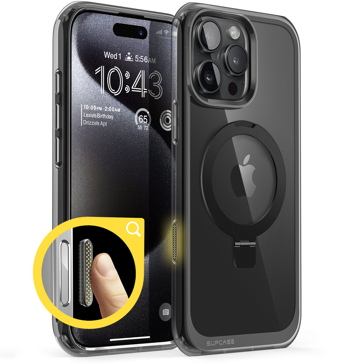 SUPCASE UB Mag Stand 透色磁吸支架軍規防摔殼 iPhone 16 Pro Max｜相機按鍵－黑色 圖3