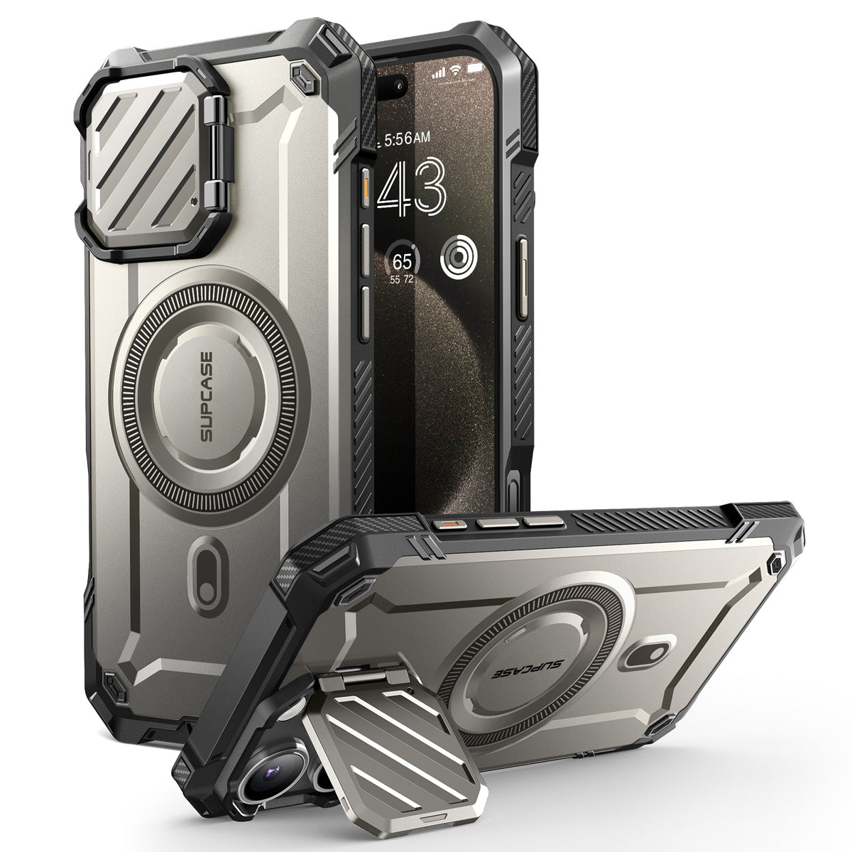 SUPCASE UB Mag XT 鏡頭蓋支架軍規防摔殼 iPhone 16 Pro－鈦空灰