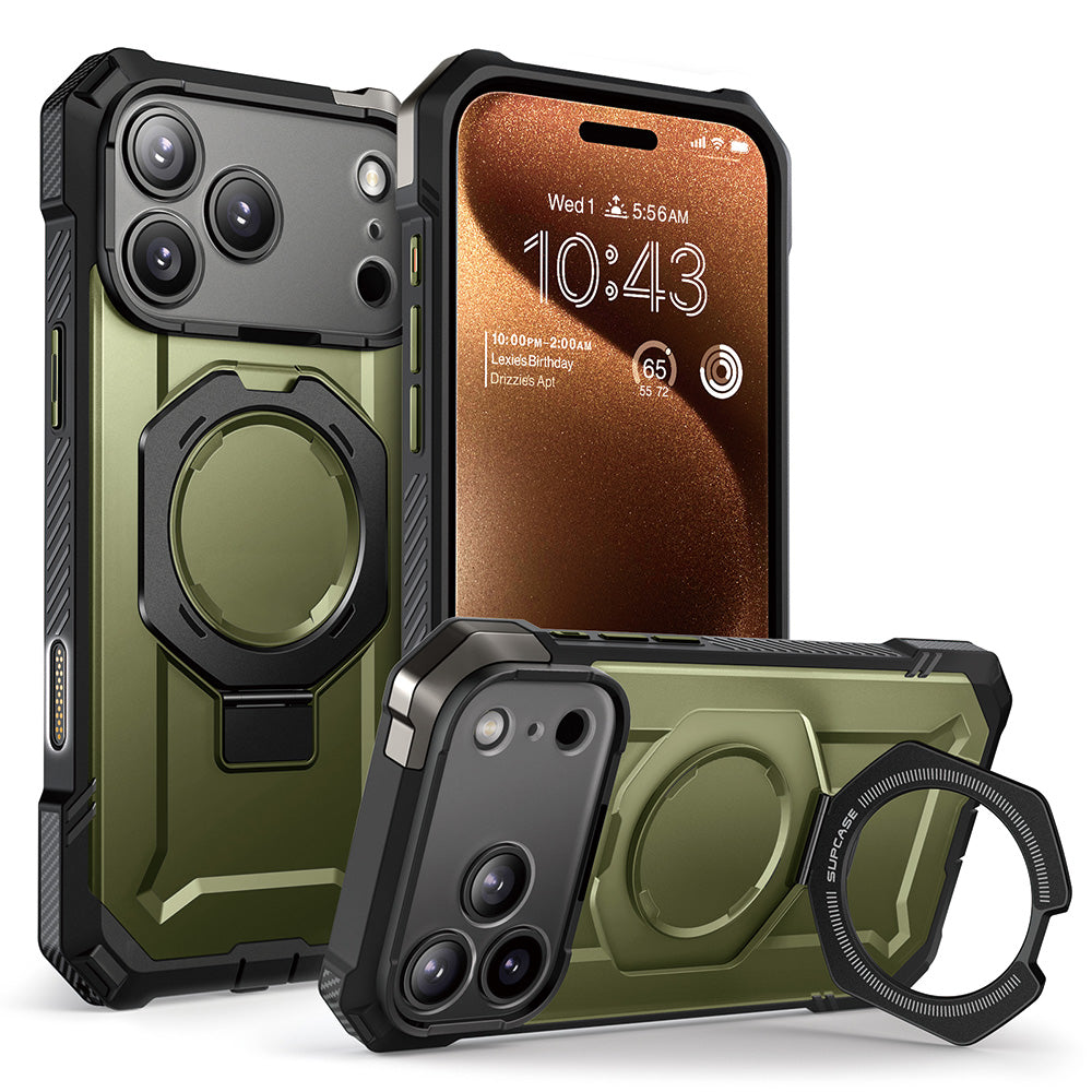 SUPCASE UB Grip 頂級磁吸支架軍規防摔殼 iPhone 17 Pro｜相機按鍵－綠色